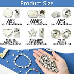 600個 6スタイル CCB プラスチックビーズセット  プラチナ  5~6.5x3~7x3~4.5mm  穴：1.4~2.5mm  100個/スタイル&nbsp;CCB-YW0001-48