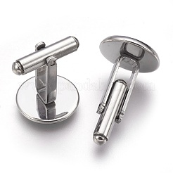 Tarnish Resistant Flat Round Stainless Steel Cuffinks&nbsp;STAS-P207-08P-D
