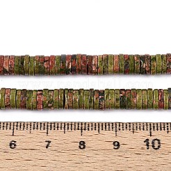 天然石ユナカイトビーズ連売り  ディスク  ヒシビーズ  6x1~2mm  穴：0.9mm  約233~248個/連  15.16~15.55''（38.5~39.5センチメートル）&nbsp;G-T142-6mm-07