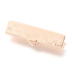 304ステンレススチールリボンカシメエンドパーツ  ローズゴールド  7x25x5.5mm  穴：2.5x1.5mm&nbsp;STAS-H151-20RG