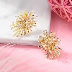 真鍮製スタンドピアス  クリアキュービックジルコニア  18KGP本金メッキ  28x19mm&nbsp;EJEW-S249-02G