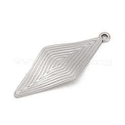 304ステンレスペンダント  ひし形チャーム  変色防止  ステンレス鋼色  49.5x20x2mm  穴：2mm&nbsp;LS-STAS-D366-02B-P