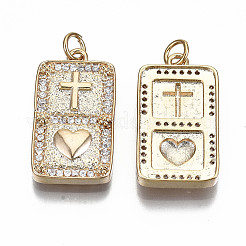Brass Micro Pave Clear Cubic Zirconia Pendants&nbsp;LS-KK-S356-233G-NF