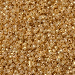 MIYUKIラウンドロカイユビーズ  日本製シードビーズ  （rr677)シルバーライニングゴールドオパール  11/0  2x1.3mm  穴：0.8mm  約1100PCS /ボトル  10 G /ボトル&nbsp;SEED-JP0008-RR0677