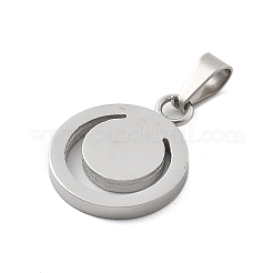 304ステンレスペンダント  フラットラウンドのチャーム  ステンレス鋼色  17.5x13.5x2mm  穴：5.5x2.5mm&nbsp;STAS-F313-20P