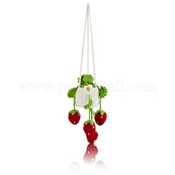 Strawberry Basket Woolen Yarn Pendant Decorations&nbsp;AJEW-WH20006-240B