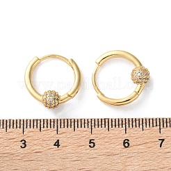 丸い真鍮のフープピアス  クリアキュービックジルコニア  18KGP本金メッキ  17x16.5x5.5mm&nbsp;EJEW-S249-08G
