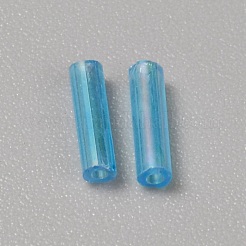 300 個の透明なガラスの丸いラッパ ビーズ  丸い穴  ターコイズ  6~7x2mm  穴：0.8~0.9mm&nbsp;GLAA-WH0015-74E