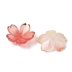 アクリルビーズキャップ  5  - 花びらの花  クリムゾン  17.5x18x5mm  穴：1.2mm  1162個/ 500g&nbsp;OACR-H119-01A