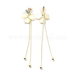Crystal Rhinestone Heart with Clover Dangle Stud Earrings&nbsp;EJEW-C037-09LG