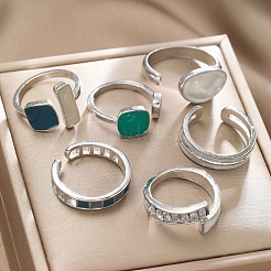 Alloy Open Cuff Rings Sets&nbsp;PW-WG1DCCB-01