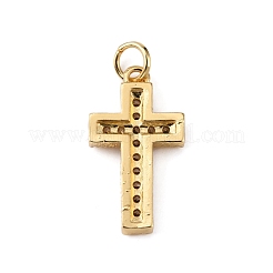 真鍮マイクロパヴェクリアキュービックジルコニアペンダント  丸カン付き  クロス  18KGP本金メッキ  20.5x11.5x2.5mm  穴：3.4mm&nbsp;KK-WH0035-81