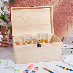 木製収納ボックス  鉄の留め金付き  長方形  アンティークホワイト  30x19.8x15cm&nbsp;WOOD-WH0062-50A