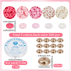 バレンタインデーのブレスレットのDIYキット  2500色の手作りポリマー粘土ビーズ5個入り  500 個の CCB プラスチックスペーサービーズ  1ロールクリア弾性クリスタルスレッド  ミックスカラー&nbsp;DIY-PA0001-52