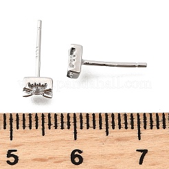 スターリングシルバーのクリアキュービックジルコニアスタッドピアス925個  長方形  プラチナ  5x3.5mm&nbsp;EJEW-Q030-05P