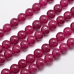 天然石&染め加工マレーシアジェイドビーズ連売り  ラウンド  赤ミディアム紫  10mm  穴：1.0mm  約38個/連  15インチ&nbsp;G-A146-10mm-A15