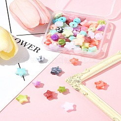 60個 2スタイル 不透明天然石風アクリルビーズ  スター  ミックスカラー  11~14.5x10.5~14.5x7~9.5mm  穴：1.8~2mm  30個/スタイル&nbsp;OACR-FS0001-85