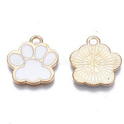 合金エナメルチャーム  カドミウムフリー＆鉛フリー  犬の足跡  ホワイト  17.5x16x1.5mm  穴：2mm&nbsp;ENAM-T016-22LG-B-RS