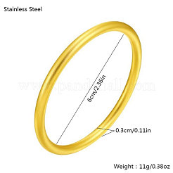 女性用ステンレススチール製プレーンバングル  18KGP本金メッキ  内径：2-3/8インチ（6cm）&nbsp;GE0018