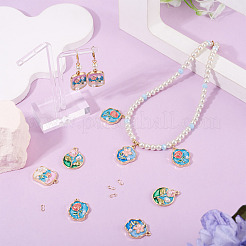 8Pcs Alloy Enamel and ABS Imitation Pearl Pendants&nbsp;ENAM-TA0004-20