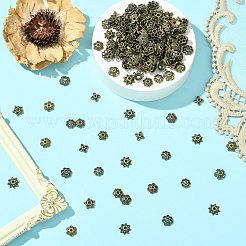 200個10スタイルの亜鉛合金ビーズキャップ  花  アンティークブロンズ  7.5~8.5x2~4.5mm  穴：1.2~2mm  20個/スタイル&nbsp;FIND-CJ0004-78