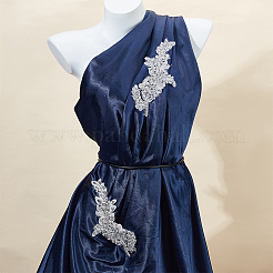 Handmade Glass Rhinestone Nylon Cloth Flower Embroidery Lace Appliques for Costume Accessories&nbsp;DIY-WH0430-819