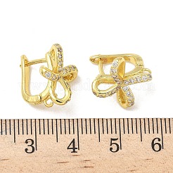 Brass Micro Pave Clear Cubic Zirconia Bowknot Hoop Earring Findings&nbsp;KK-G536-12G