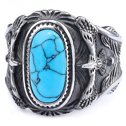 304 Stainless Steel and Synthetic Turquoise Finger Rings for Men&nbsp;FS-WGEFF67-05