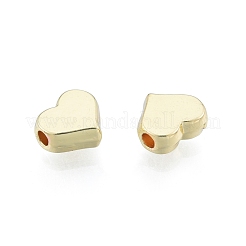 合金ビーズ  カドミウムフリー＆鉛フリー  ハート  ライトゴールド  6x7x2.5mm  穴：1.4mm&nbsp;PALLOY-P284-08LG