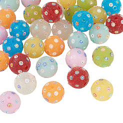 40Pcs 8 Colors Handmade Acrylic Resin Rhinestone Beads&nbsp;CLAY-TA0001-90B