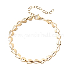 2Pcs 2 Colors 304 Stainless Steel Heart Link Chain Bracelets for Women&nbsp;BJEW-JB13368