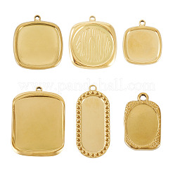 6Pcs 6 Styles 304 Stainless Steel Pendant Cabochon Settings&nbsp;STAS-TA0005-71G