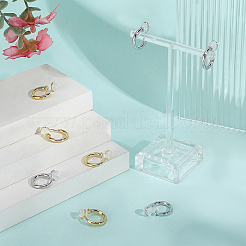 女性と男性のための真鍮クリップオンイヤリング8個  シリコーンと  丸いリング  ミックスカラー  15x2mm  2色&nbsp;KK-SC0008-15B