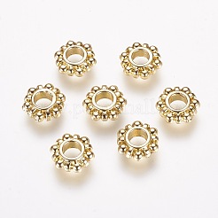 合金ヨーロピアンビーズ  花  ニッケルフリー  ライトゴールド  12x4mm  穴：5mm&nbsp;PALLOY-F163-08G