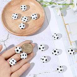 食品グレードシリコンビーズ30個  サッカー  ホワイト  15mm  穴：2mm&nbsp;AJEW-SC0031-21