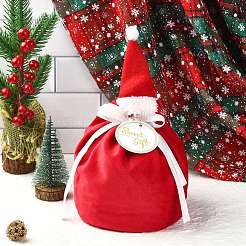 クリスマス帽子 ベルベット 巾着袋  クリスマスプレゼント用  レッド  19x17cm&nbsp;ST-CJ0001-01A