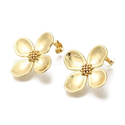 Rack Plating Flower Brass Stud Earrings&nbsp;EJEW-H016-26G