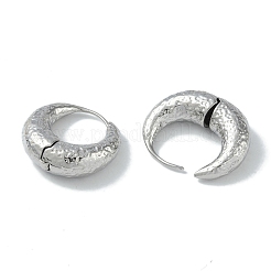テクスチャリング 真鍮フープピアス 女性用  プラチナメッキ  23x8mm&nbsp;EJEW-H006-06B-P