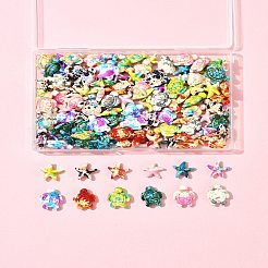 124個 14種類の合成ターコイズ染めビーズ  燃料噴射効果  ヒトデ/ウミガメ  ミックスカラー  13.5x14x5mm  穴：1.5mm&nbsp;G-FS0005-88