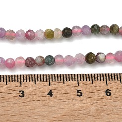 天然のマルチカラートルマリンビーズ連売り  ラウンド  多面カット  4~4.5mm  穴：0.7mm  約45~55個/連  7.68~7.87''（19.5~20センチメートル）&nbsp;G-B168-A06-4mm
