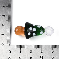 手作りランプワークペンダント  きのこチャーム  濃い緑  36.5~38x15~16.5x15.5~16.5mm  穴：4~4.5x3.5~4.5mm&nbsp;LAMP-T025-05D