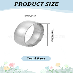 8Pcs Stainless Steel Simple Plain Band Ring for Women&nbsp;RJEW-LP0001-06