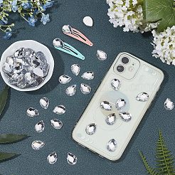 250個のフラットバック模造台湾ファセットティアドロップアクリルラインストーンカボション  透明  18x13x4mm  250個/箱&nbsp;GACR-FG0001-06