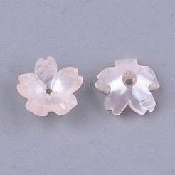 セルロースアセテート（樹脂）ビーズキャップ  5花びら  さくら  ピンク  10.5x11x4.5mm  穴：1mm&nbsp;X-KK-S161-03B