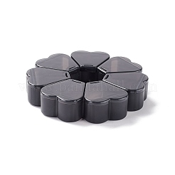 プラスチック箱  ジュエリー収納用  7のコンパートメント  花  ブラック  12.2x12.4x2.4cm&nbsp;CON-P019-04A