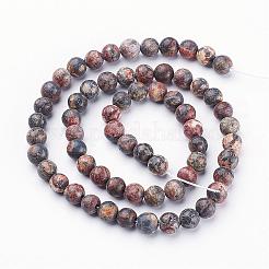 天然レッドヒョウスキンジャスパービーズ連売り  ラウンド  6mm  穴：0.8mm  約60個/連  15インチ&nbsp;GSR6mmC066