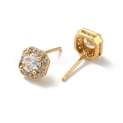 Clear Cubic Zirconia Square Stud Earrings&nbsp;EJEW-K093-16G