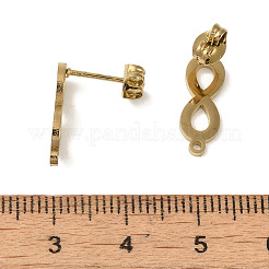 イオンプレーティング（IP）304ステンレススチールスタッドピアス金具  無限大  ゴールドカラー  15.5x5.5mm  穴：1.2mm  ピン：0.7x11mm&nbsp;STAS-I206-86G