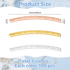300Pcs 3 Colors Brass Curved Tube Beads&nbsp;KK-DC0004-29