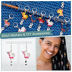 Alloy Enamel & Acrylic Pendant Locking Stitch Markers&nbsp;HJEW-AB00110
